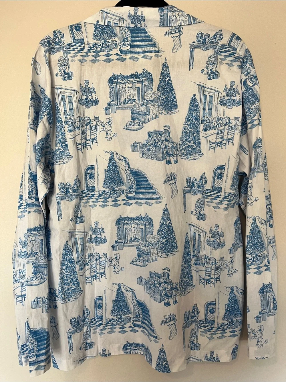 Printfresh x Kathy Hilton Holiday Toile Long Sleep Set Pajamas Blue White XS NWT
